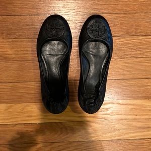 Tory Burch Minnie Ballet Flat in Black Leather -size 7
